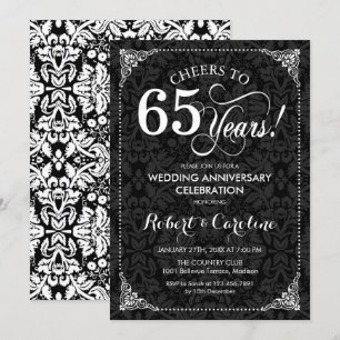 Invitation 65e anniversaire de mariage - Damassé noir et blan