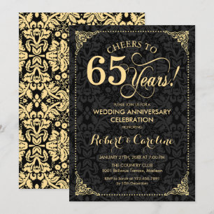 Invitation 65e anniversaire de mariage - Damier noir or