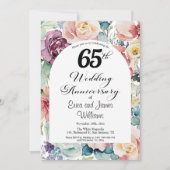 Invitation 65e anniversaire de Mariage Élégant script floral (Devant)