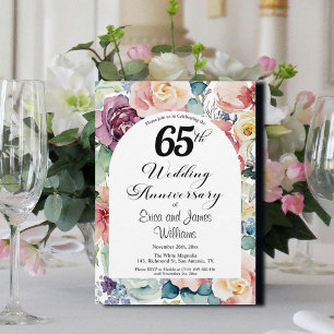 Invitation 65e anniversaire de Mariage Élégant script floral