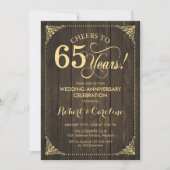 Invitation 65e anniversaire de mariage - Noces d'or bois (Devant)