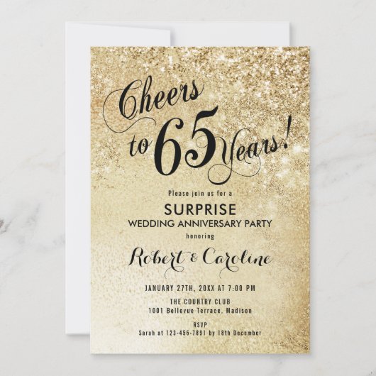 Invitation 65e anniversaire de mariage - Or (Devant)