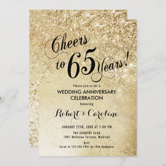 Invitation 65e anniversaire de mariage or (Devant / Derrière)