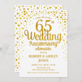 Invitation 65e anniversaire de mariage - Or & Blanc (Devant / Derrière)