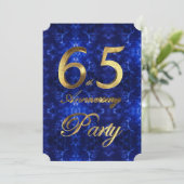 Invitation 65e Anniversaire de Mariage Or Saphir Bleu Chic (Debout devant)