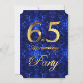 Invitation 65e Anniversaire de Mariage Or Saphir Bleu Chic (Devant)