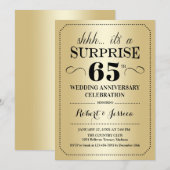 Invitation 65e anniversaire de mariage surprise - Noir Or (Devant / Derrière)
