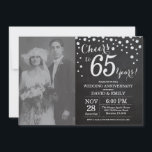 Invitation 65e anniversaire de mariage tableau noir à la crai<br><div class="desc">65e anniversaire de mariage avec photo personnalisée. Invitation tableau noir à la craie argentée. Soixante-cinquième anniversaire de mariage. Fond diamant pailleté noir et argenté. Confettis argentés. Anniversaire adulte. Fête d'anniversaire pour homme ou femme. Pour une personnalisation supplémentaire, veuillez cliquer sur le bouton "Personnaliser" et utiliser notre outil de conception pour...</div>