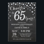 Invitation 65e anniversaire de mariage tableau noir argent<br><div class="desc">65e anniversaire de mariage invitation tableau noir et argent. Soixante-cinq ans d'anniversaire de mariage. Fond de diamant pailleté noir et argent. Confettis argentés. Anniversaire adulte. Fête d'anniversaire pour homme ou femme. Pour une personnalisation supplémentaire, veuillez cliquer sur le bouton "Personnaliser" et utiliser notre outil de conception pour modifier ce modèle....</div>