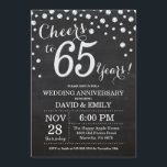Invitation 65e anniversaire de mariage tableau noir argent<br><div class="desc">65e anniversaire de mariage carton d'invitation tableau noir et argent. Soixante-cinq ans de mariage. Fond de diamant pailleté noir et argent. Confettis argentés. Anniversaire adulte. Fête d'anniversaire pour homme ou femme. Pour une personnalisation supplémentaire, veuillez cliquer sur le bouton "Personnaliser" et utiliser notre outil de conception pour modifier ce modèle....</div>
