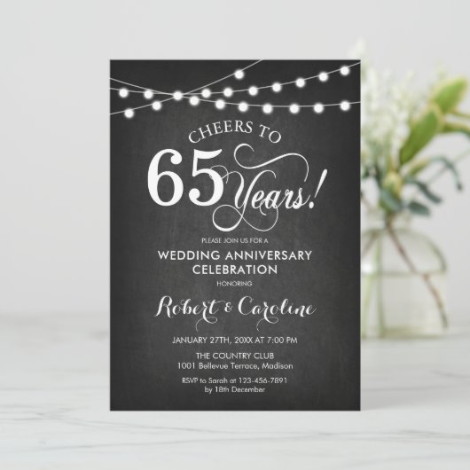 Invitation 65e anniversaire de mariage - Tableau noir blanc (Debout devant)