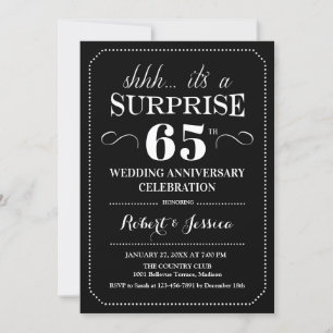 Invitation 65e anniversaire de surprise - Blanc noir