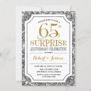 Invitation 65e anniversaire de surprise - Gold d'argent