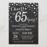 Invitation 65e anniversaire du Mariage Chalkboard Black Silve<br><div class="desc">65e anniversaire Mariage Chalkboard Black and Silver Invitation. Soixante-cinq Anniversaires Mariages. Chalkboard Black et Silver Parties scintillant Arrière - plan diamant. Confetti en argent. Anniversaire adulte. Fête d'anniversaire d'une femme ou d'un homme. Pour plus de personnalisation, cliquez sur le bouton "Customiser" et utilisez notre outil de conception pour modifier ce...</div>