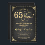 Invitation 65e anniversaire du Mariage - Gold Chalkboard<br><div class="desc">Invitation du 65e anniversaire du Mariage. Elégant design rétro vintage avec faux or et motif en damier noir. Fonctionne la police de script. Salutations à 65 ans ! Peut être personnalisé dans n'importe quelle année de mariage! Message-moi si vous avez besoin d'une personnalisation plus poussée.</div>
