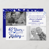 Invitation 65e Anniversaire Étoiles Saphir Argentées (Devant / Derrière)