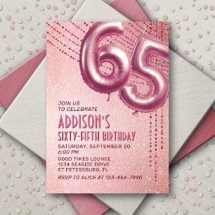 Invitation 65e anniversaire femmes Rose Gold