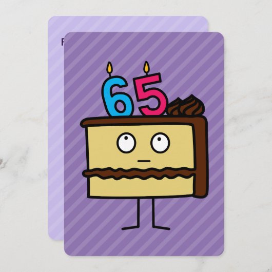 Invitation 65e anniversaire Gâteau aux bougies (Devant / Derrière)