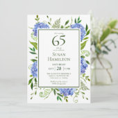 Invitation 65e Anniversaire Hydrangeas Bleus (Debout devant)