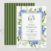 Invitation 65e Anniversaire Hydrangeas Bleus (Devant / Derrière)