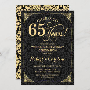 Invitation 65e anniversaire Mariage - Damas noir d'or