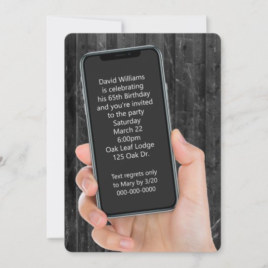 Invitation 65e Anniversaire Message textuel (Devant)