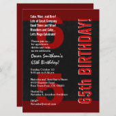 Invitation 65e anniversaire moderne noir blanc rouge F430 (Devant / Derrière)