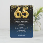 Invitation 65e Anniversaire Or Ballons & Confetti (Debout devant)
