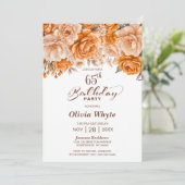 Invitation 65e anniversaire Orange Rose Floral Party (Debout devant)