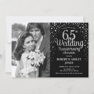 Invitation 65e Anniversaire - Photo Noir Argent