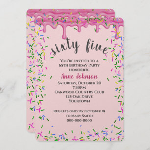 Invitation 65e Anniversaire Pink Icing Et Sprinkles