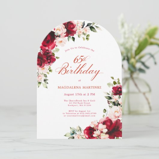 Invitation 65e anniversaire Rose rose rose rose rose arche fl (Debout devant)