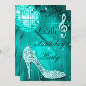 Invitation 65e anniversaire Sparkle Heels et Turquoise Disco  (Devant / Derrière)