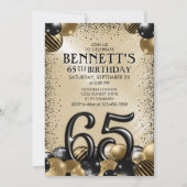 Invitation 65e Ballons Black Gold Anniversaire (Devant)
