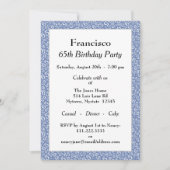 Invitation 65e fête d'anniversaire, Motif de numéro bleu/blan (Devant)