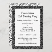 Invitation 65e fête d'anniversaire, Motif de numéro noir/blan (Devant / Derrière)