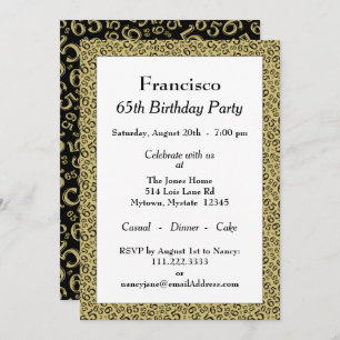 Invitation 65e fête d'anniversaire, Motif de numéro or/noir