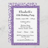 Invitation 65e fête d'anniversaire violet/blanc Motif numériq (Devant / Derrière)