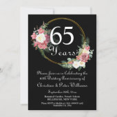 Invitation 65e Mariage Sapphire Bleu Roses de l'anniversaire (Devant)