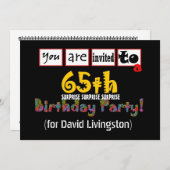 Invitation 65e Modèle d'invitation à la fête d'anniversaire S (Devant / Derrière)