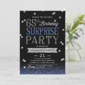 Invitation 65e Parties scintillant d'argent bleu Confetti Sur (Debout devant)