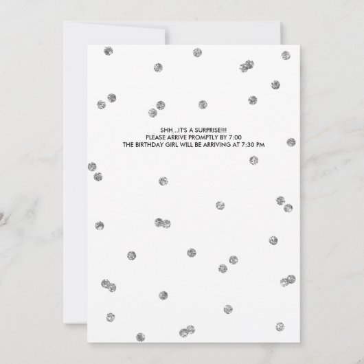 Invitation 65e Parties scintillant d'argent bleu Confetti Sur (Dos)