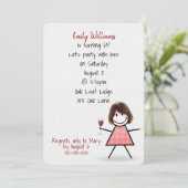 Invitation 65ème anniversaire Fille avec vin (Debout devant)