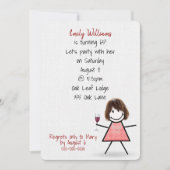 Invitation 65ème anniversaire Fille avec vin (Devant)