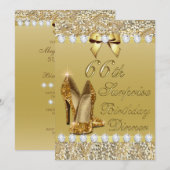 Invitation 66e Anniversaire Surprise Dîner Gold Talons Diaman (Devant / Derrière)
