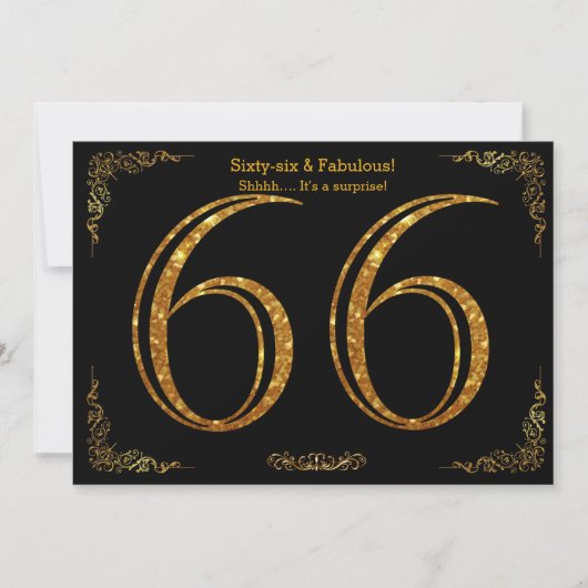 Invitation 66e fête d'anniversaire, styl Gatsby, parties scin (Devant)