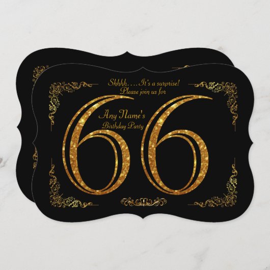 Invitation 66ème, fête d'anniversaire 66ème, grand Gatsby, no (Devant / Derrière)
