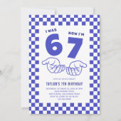 Invitation 67 Meme Trend Blue Kids 7th Birthday Party (Devant)