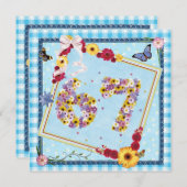 Invitation 67e fête d'anniversaire Fleurs d'invitation, papil (Devant / Derrière)