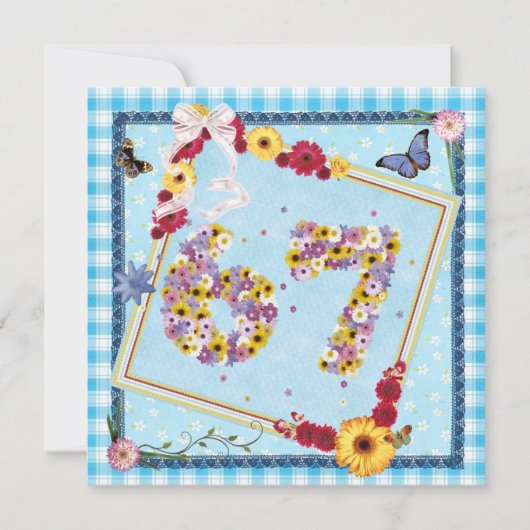 Invitation 67e fête d'anniversaire Fleurs d'invitation, papil (Devant)